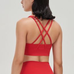 Nylon Top Women Bra Sexy Top Woman Breathable Underwear Women Fitness Yoga Sports Bra For Women Gym 22 Colors (Color: Red, size: S)