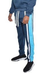 SOLID WITH THREE STRIPE PULLOVER HOODIE (Color: NAVY SKY, size: S)