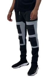 SQUARE BLOCK TRACK PANTS - GREY (Color: GREY, size: M)